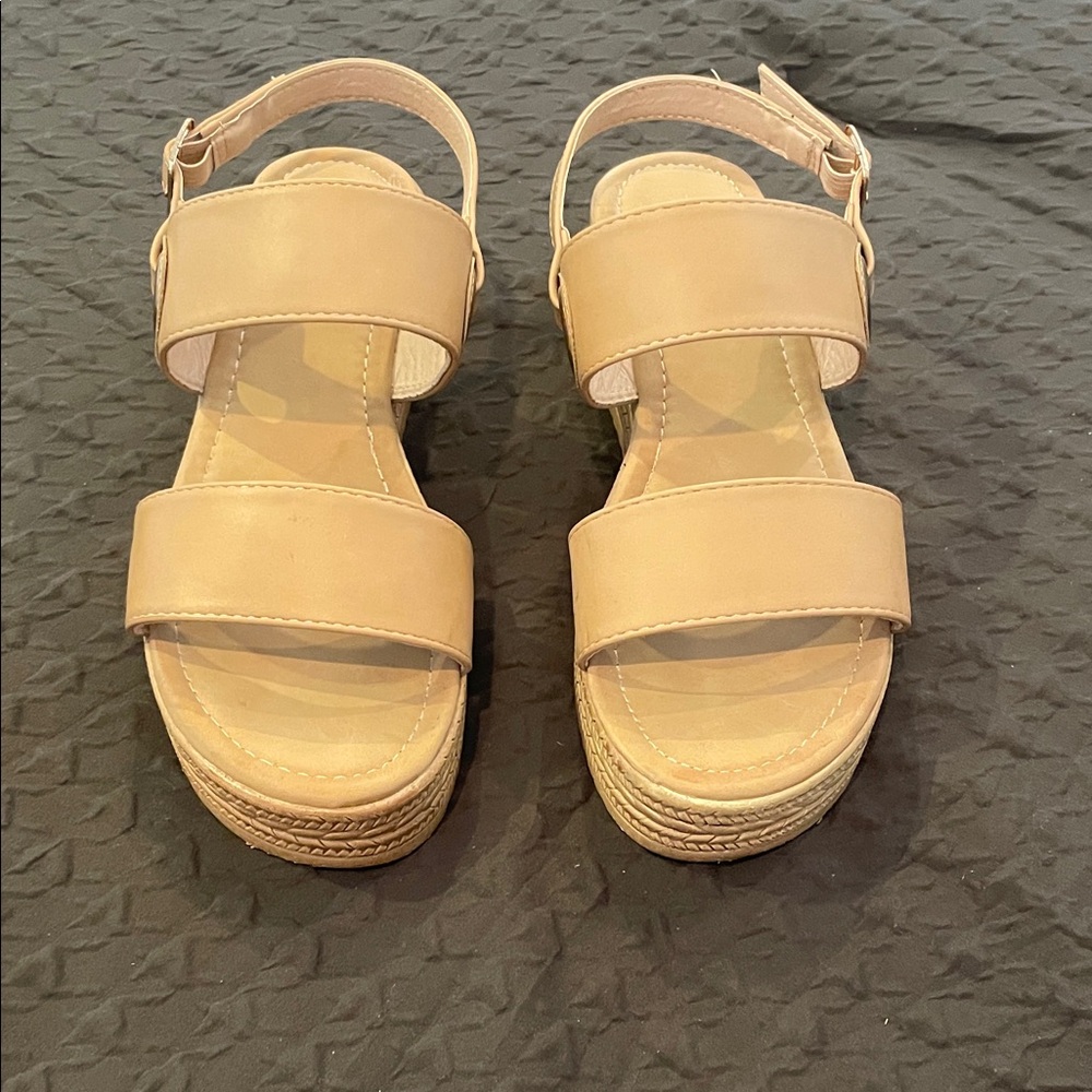Henry Ferrera Beige Platform Sandals